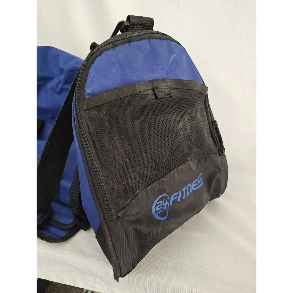 24 Hour Fitness‎ Gym Bag Sports Duffle Travel Blue Vintage Canvas With Strap